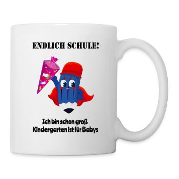 Endlich Schule für Schulanfänger - Tasse - Weiß - Rechts