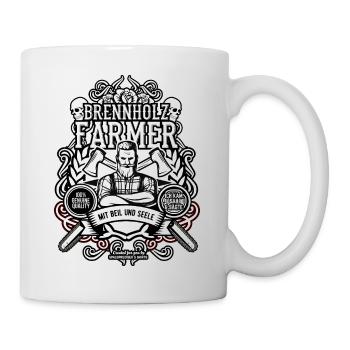Forstwirt und Holzfäller Spruch Brennholzfarmer - Tasse - Weiß - Rechts