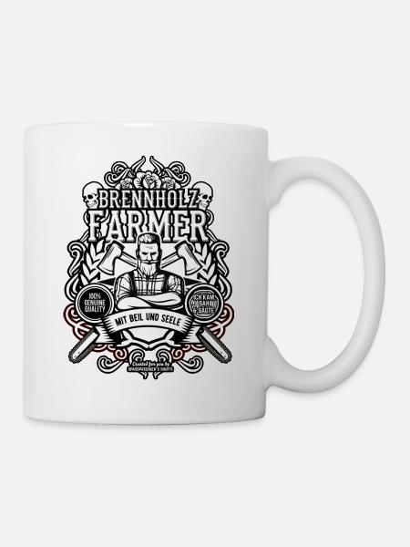 Forstwirt und Holzfäller Spruch Brennholzfarmer - Tasse - Weiß