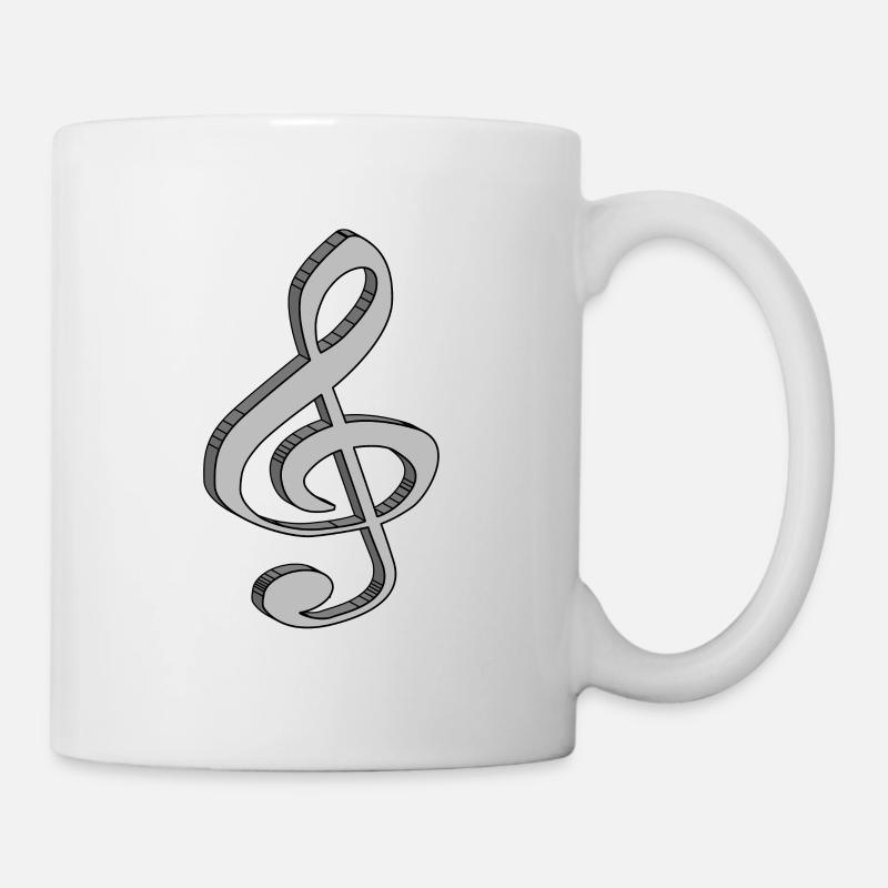 Violinschlüssel in 3D - Tasse - Weiß