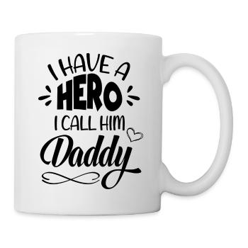 Mein Held ist mein Papa Geschenk Vatertag - Tasse - Weiß - Rechts