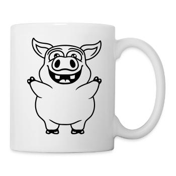 Friendly funny pig comic - Mug - white - Right