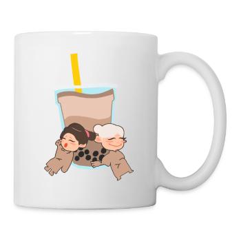 Zwei Mädchen mit Bubble Tea süss - Tasse - Weiß - Rechts