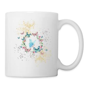 Glitzer und Schmetterlinge - Tasse - Weiß - Rechts