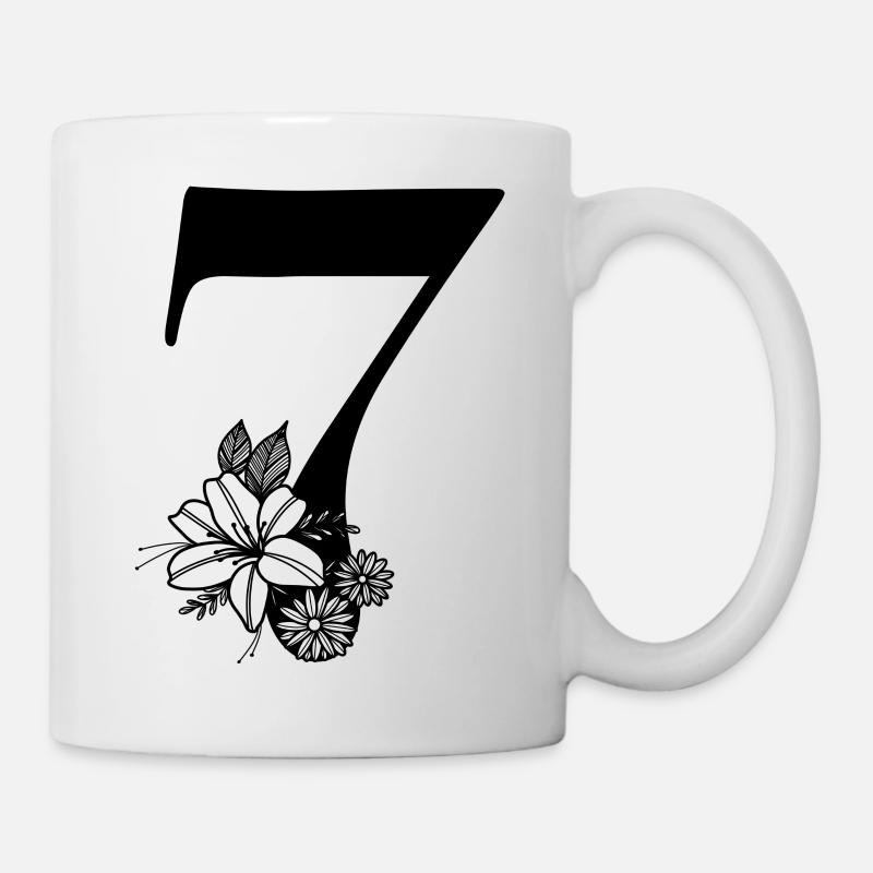 Zahl 7 - Tasse - Weiß