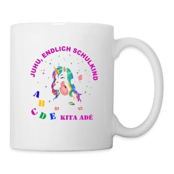 Dabbing Unicorn - Juhu, endlich Schulkind - Tasse - Weiß - Rechts