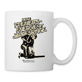 Holzfäller Meine Freiheitsenergie hat Jahresringe - Tasse - Weiß - Rechts