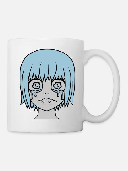 Unglückliches trauriges Mädchen Gesicht - Tasse - Weiß