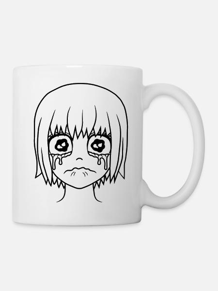 Face à une fille malheureuse et triste - Mug blanc - blanc