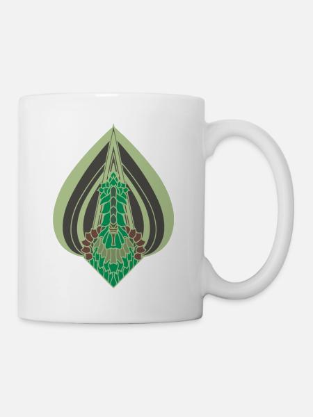 Grünes Blatt - Tasse - Weiß
