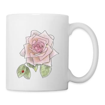Rose et coccinelle - Mug blanc - blanc - Droite