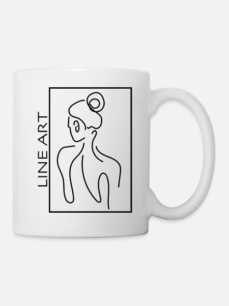 lineart woman, print, minimalistic - Tasse - Weiß
