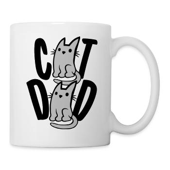 Cat Dad Text Logo - Tasse - Weiß - Rechts