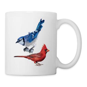 The Northern Cardinal and the Blue Jay - Mug - white - Right