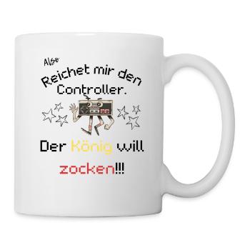 Der König will zocken - Tasse - Weiß - Rechts