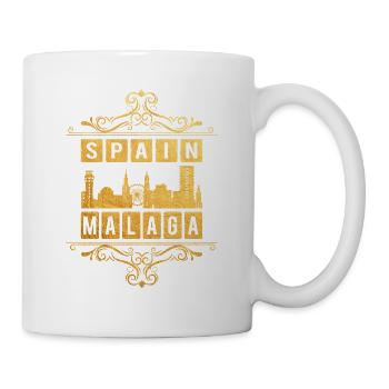 Malaga Spain City Skyline Ornament Gold Love - Mug - white - Right