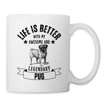 Life is better with Mops Hund Retro Vintage - Tasse - Weiß - Rechts