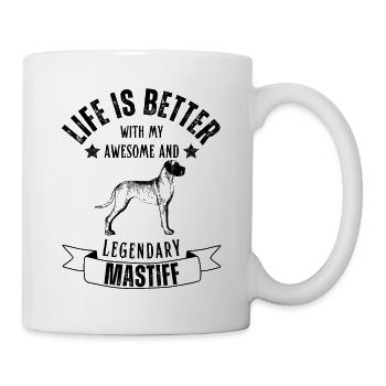 Life is better with my Mastiff Hund Retro Vintage - Tasse - Weiß - Rechts