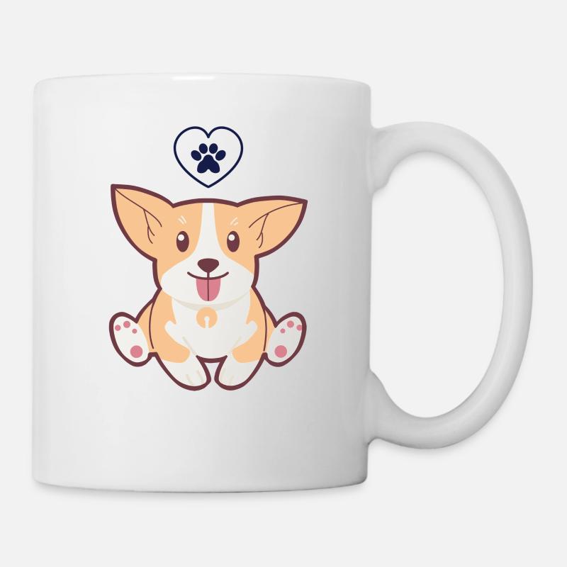 süßer kleiner Hund mit Herz - Tasse - Weiß