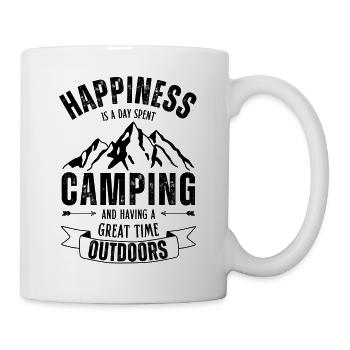 Happiness is a day spent camping in nature. - Tasse - Weiß - Rechts