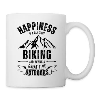 Happiness is a day spent biking. Bike. - Mug - white - Right