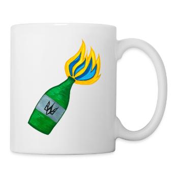 Cocktail Molotov. Combat ukrainien. Symbole UA. - Mug blanc - blanc - Droite