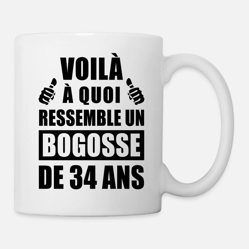 bogosse 34 ans / humour anniversaire 34 ans - Mug blanc - blanc