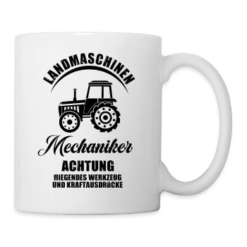 Landmaschinen Mechaniker Geschenk - Tasse - Weiß - Rechts