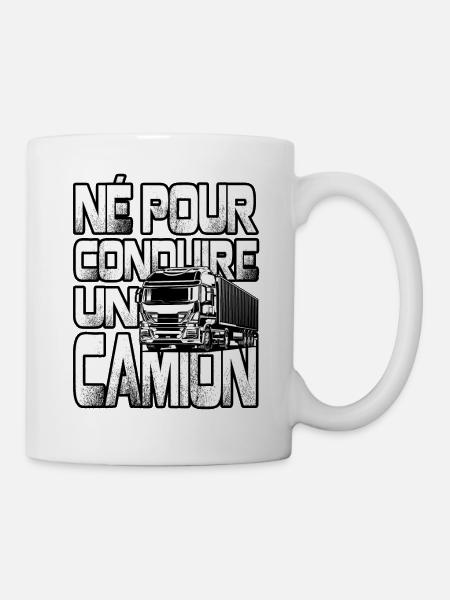 Cadeau routier : Né pour conduire un camion drôle - Mug blanc - blanc