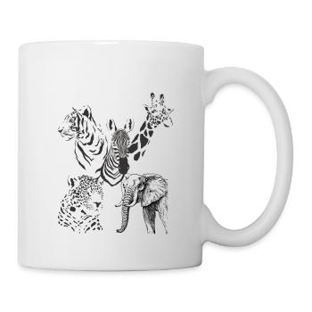 Tigre-Panthère-zèbre-girafe-éléphant - Mug blanc - blanc - Droite