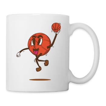 funky Basketball Cartoon Gesicht Slam Dunk Retro Styl - Tasse - Weiß - Rechts
