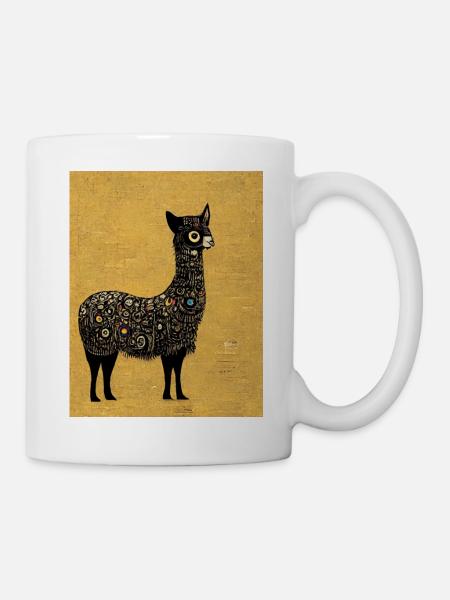 Lama Painting Gold - Mug - white