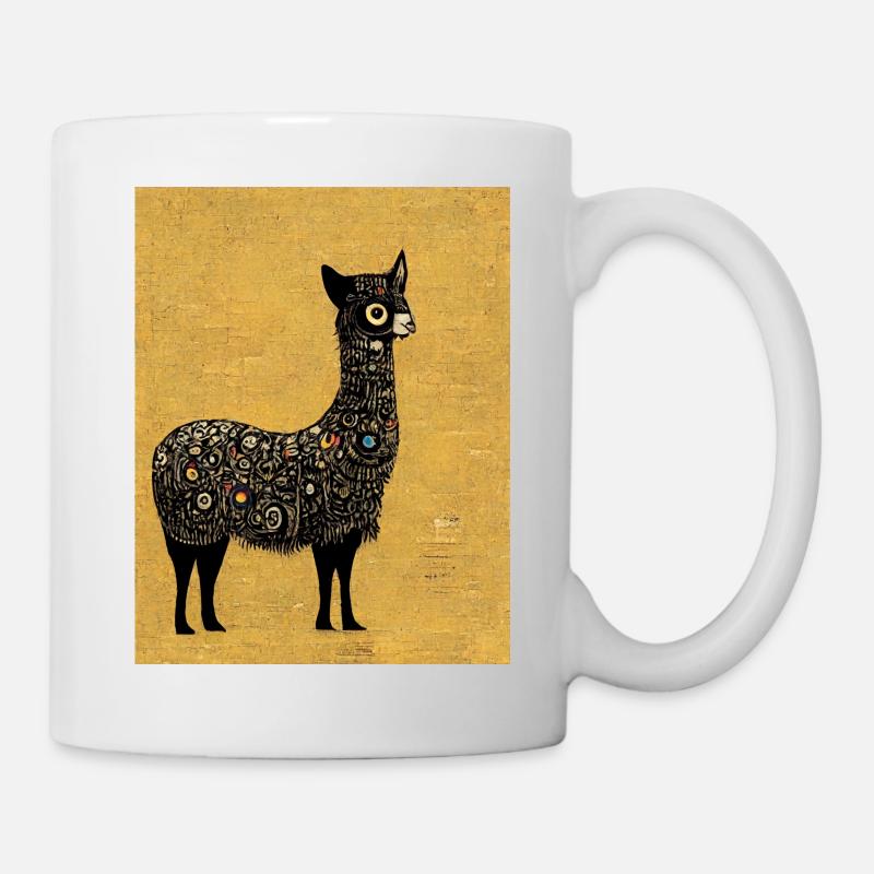 Lama Peinture Or - Mug blanc - blanc