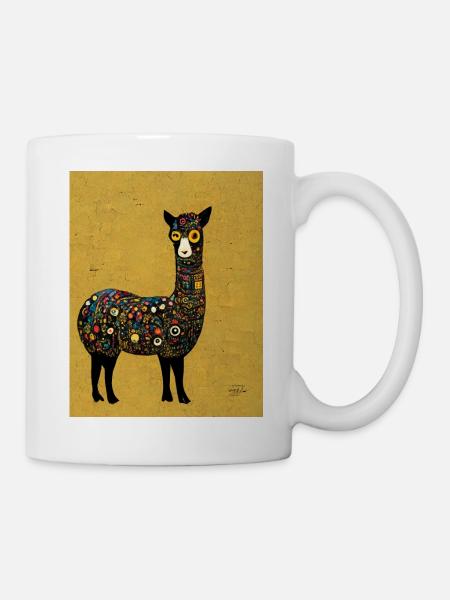 Lama Painting Gold - Mug - white