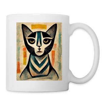 Katze abstrakt - Tasse - Weiß - Rechts