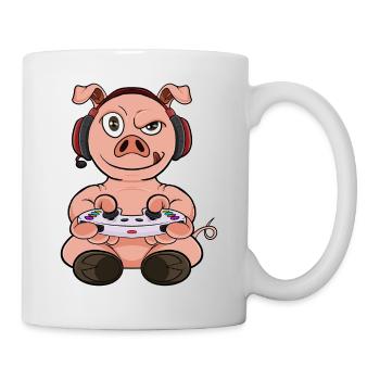 Pig With Gaming Controller I Funny Gaming I Gamer - Tasse - Weiß - Rechts