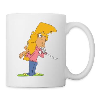 mädchen telefon telefoniert blondine teen haushalt - Tasse - Weiß - Rechts