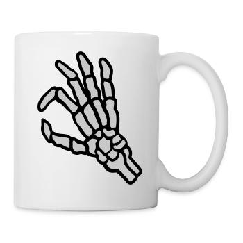 Skeleton hole look in gesture - Mug - white - Right