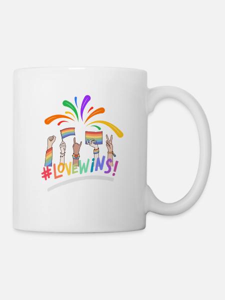 #LoveWins Pride LGBTQ Rainbow T Shirt - Tasse - Weiß