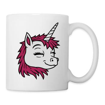 Head happy comic unicorn - Mug - white - Right