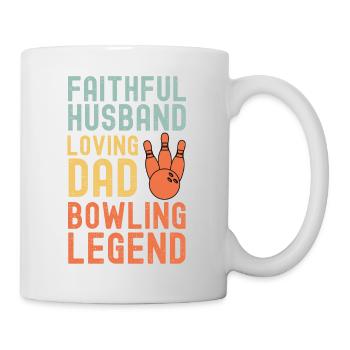 Ehemann Vater Bowling Legende Retro Vintage - Tasse - Weiß - Rechts