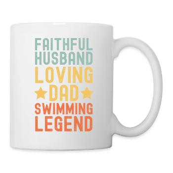 Ehemann Vater Schwimmen Legende Retro Vintage - Tasse - Weiß - Rechts