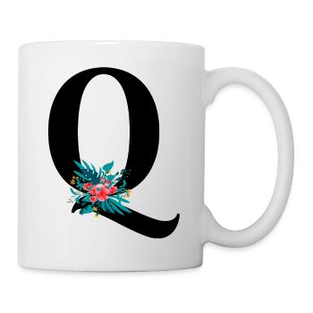 Buchstabe Q geblüht - Tasse - Weiß - Rechts