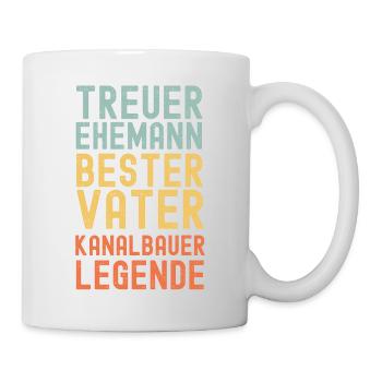 Ehemann Vater Kanalbauer Legende Retro Vintage - Tasse - Weiß - Rechts