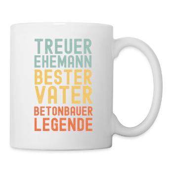 Ehemann Vater Betonbauer Legende Retro Vintage - Tasse - Weiß - Rechts