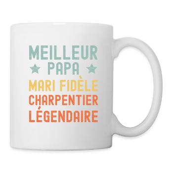 Mari Père Légendaire Charpentier Rétro Vintage - Mug blanc - blanc - Droite