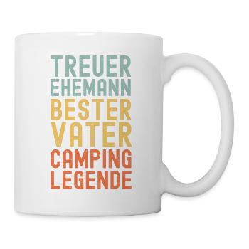 Ehemann Vater Camping Legende Retro Vintage - Tasse - Weiß - Rechts