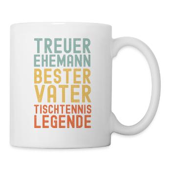Ehemann Vater Tischtennis Legende Retro Vintage - Tasse - Weiß - Rechts