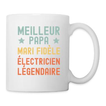 Mari père électricien légendaire rétro vintage - Mug blanc - blanc - Droite