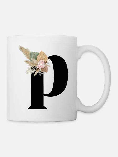 Buchstabe P blumig - Tasse - Weiß